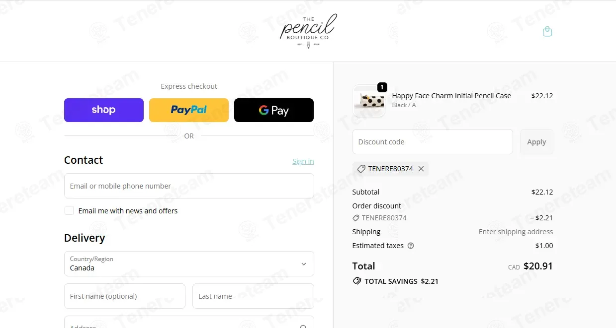 The Pencil Boutique coupon code: 10% off with TENERE80374. Tested and valid as 1 month ago.