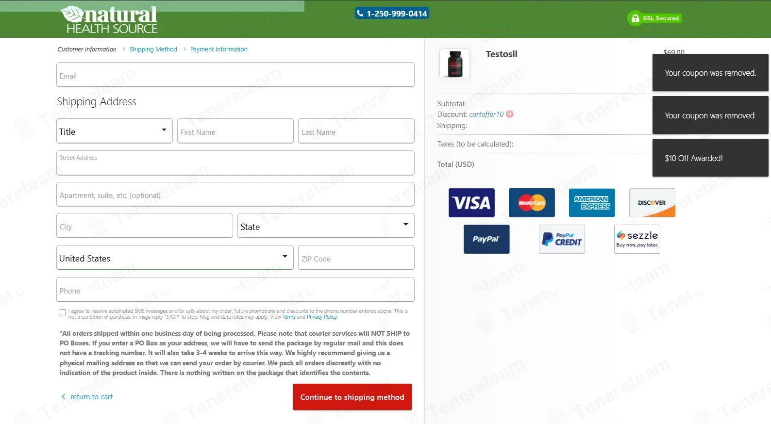 Natural Health Source coupon code: $10 off with CARTOFFER10. Tested and valid as 1 month ago.