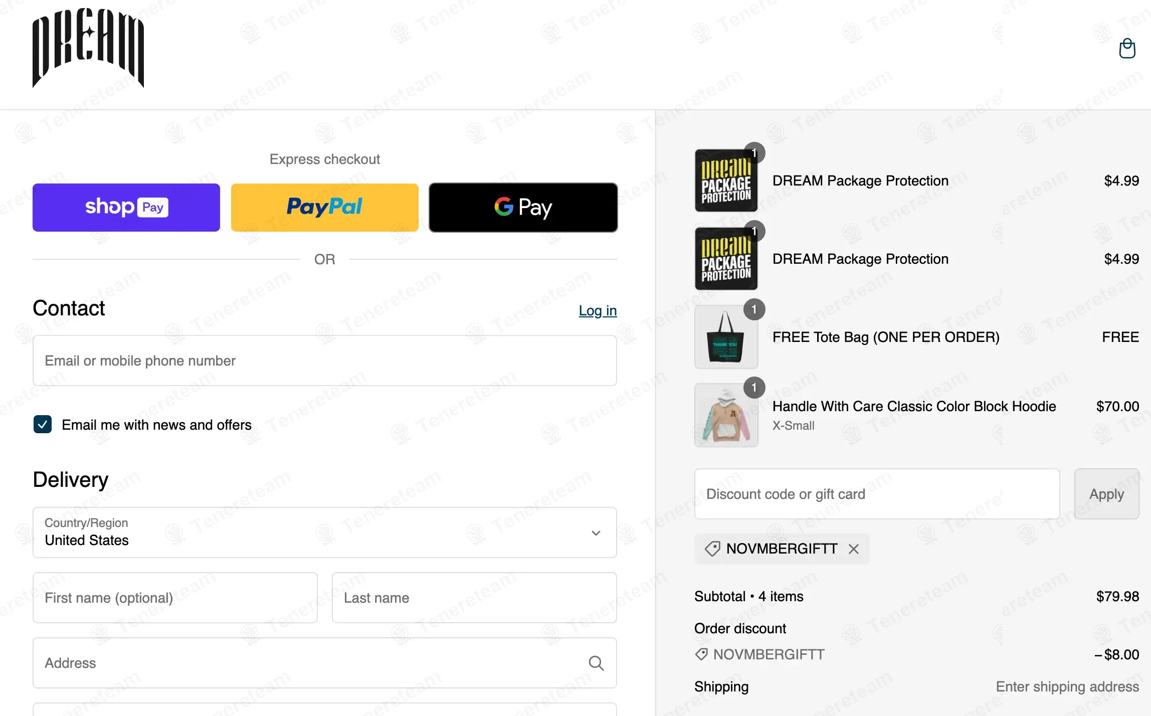Dream Clothing HQ coupon code: 10% off with NOVMBERGIFTT. Tested and valid as 1 month ago.