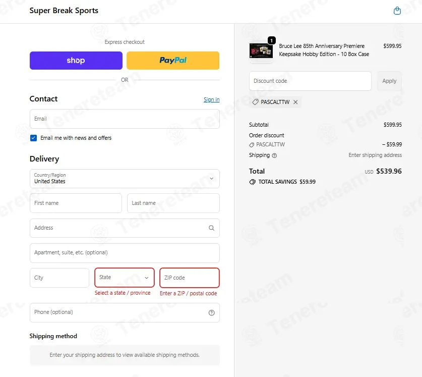 Super Break Sports coupon code: 10% off with PASCALTTW. Tested and valid as 2 weeks ago.
