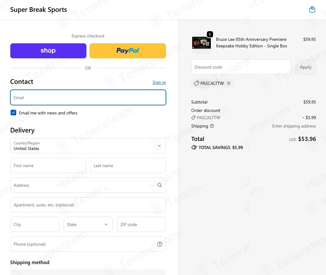 Super Break Sports coupon code: 10% off with PASCALTTW. Tested and valid as 2 weeks ago.