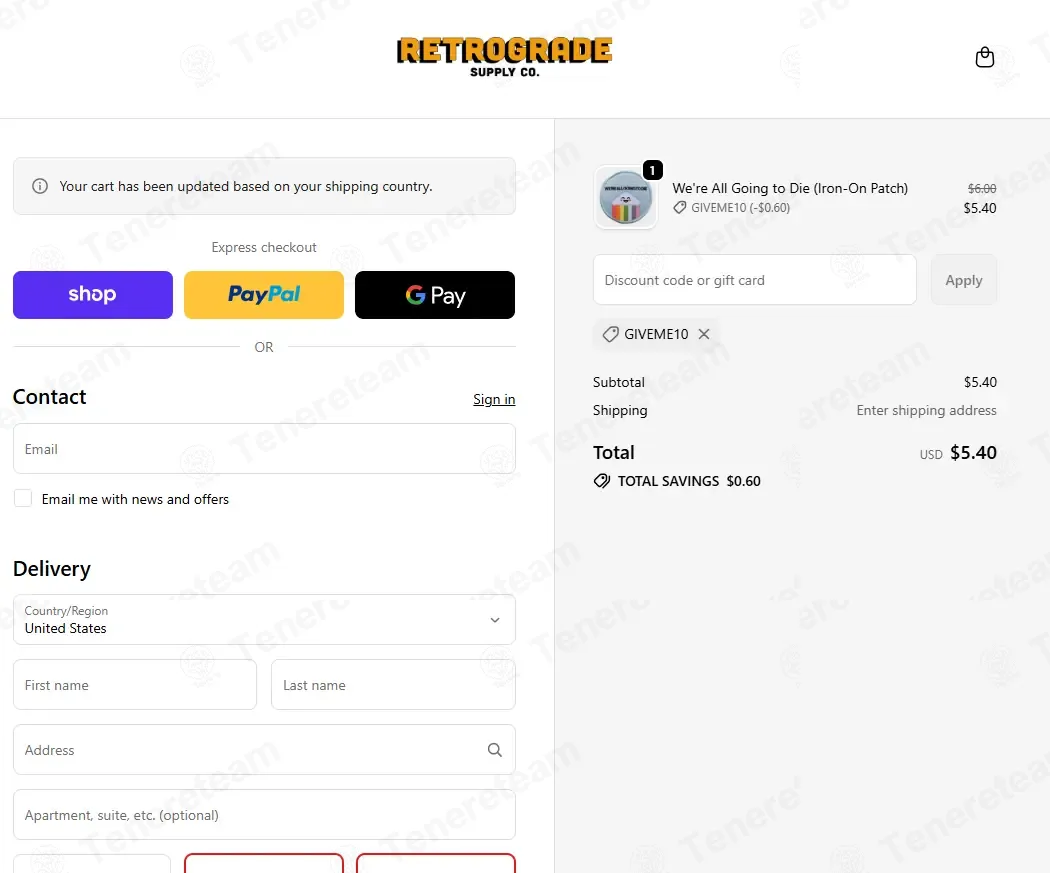 Retrograde Supply Co coupon code: 10% off with GIVEME10. Tested and valid as 7 months ago.