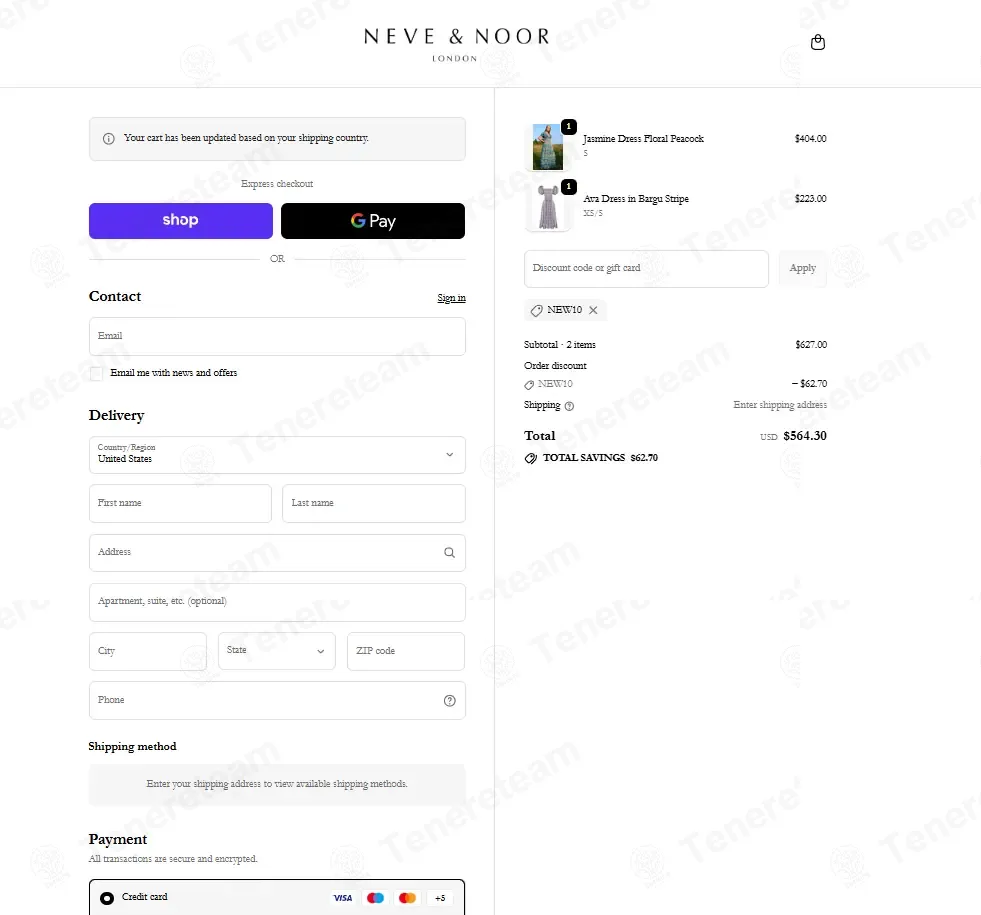 Neve And Noor coupon code: 10% off with NEW10. Tested and valid as 9 months ago.