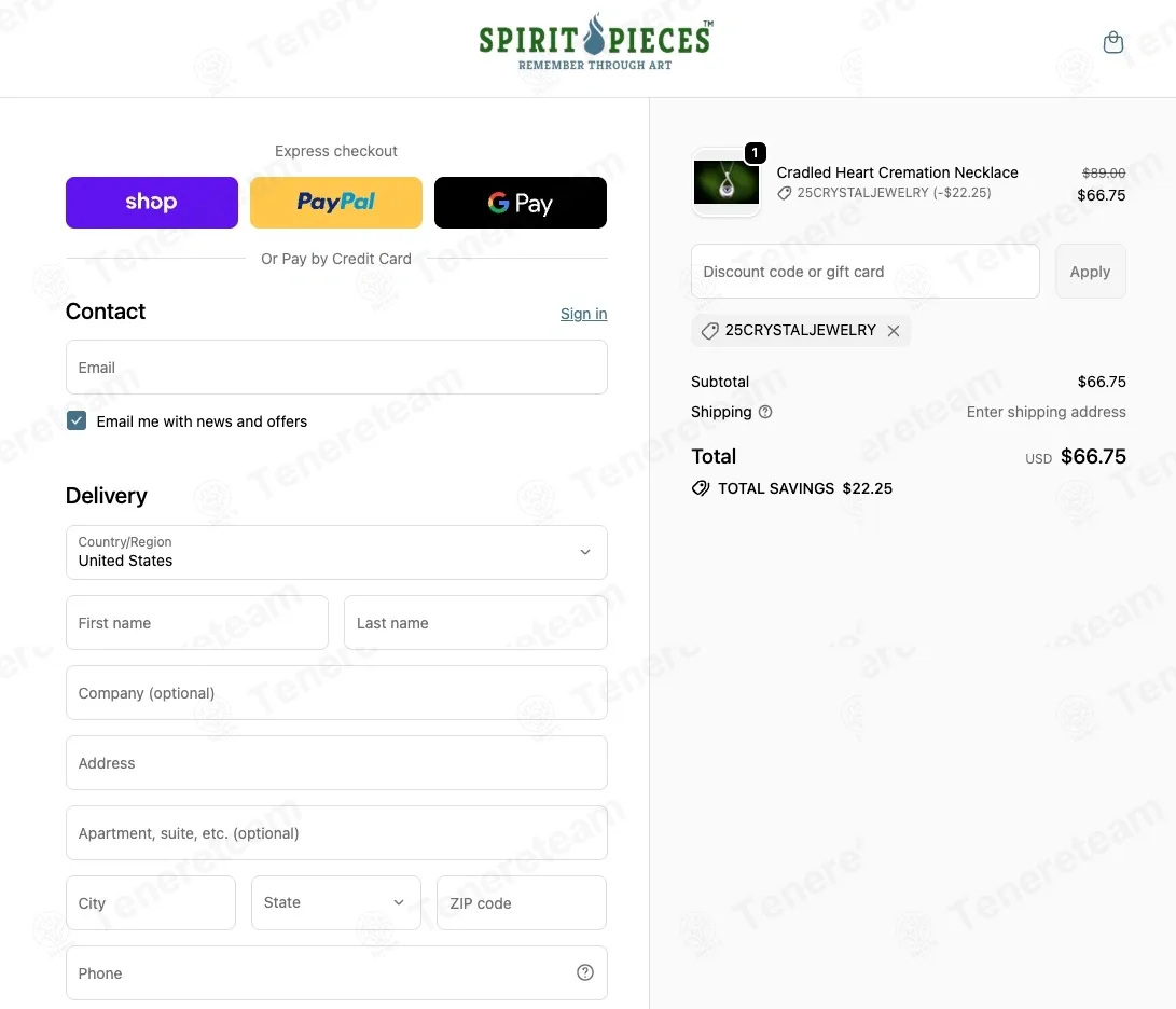 Spirit Pieces coupon code: 25% off with 25CRYSTALJEWELRY. Tested and valid as 6 months ago.
