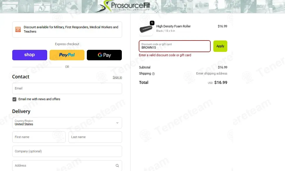 Prosource Fit coupon code: 15% off with BROWN15. Tested and valid as 3 weeks ago.
