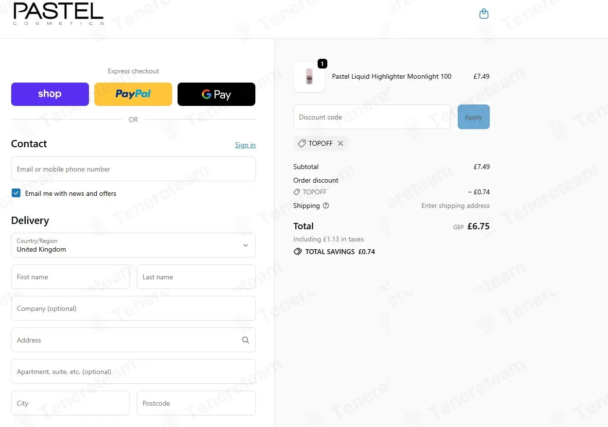 Pastel Cosmetics UK coupon code: 10% off with TOPOFF. Tested and valid as 2 months ago.