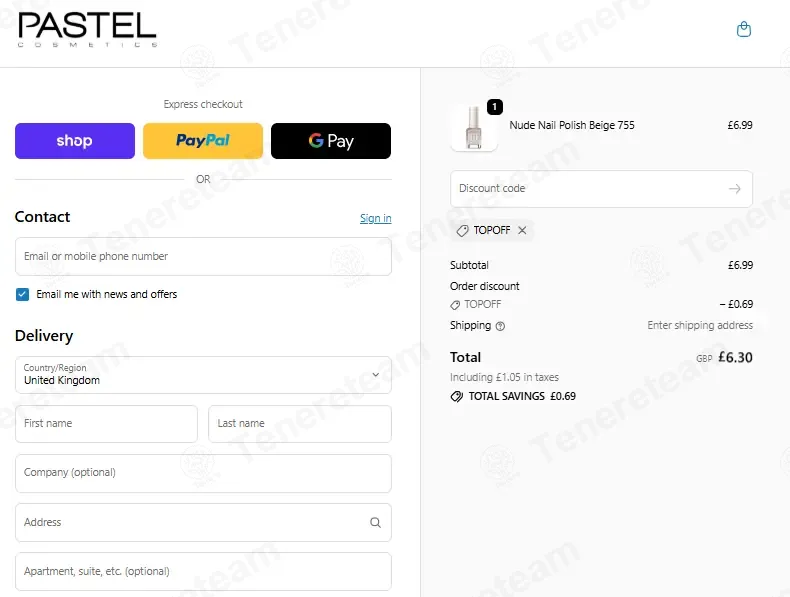 Pastel Cosmetics UK coupon code: 10% off with TOPOFF. Tested and valid as 2 months ago.