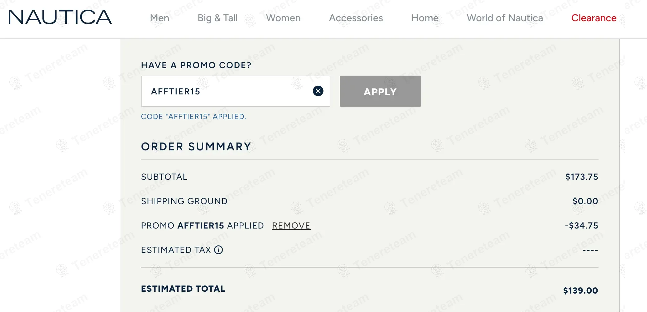 Nautica coupon code: 15% off with AFFTIER15. Tested and valid as 2 weeks ago.