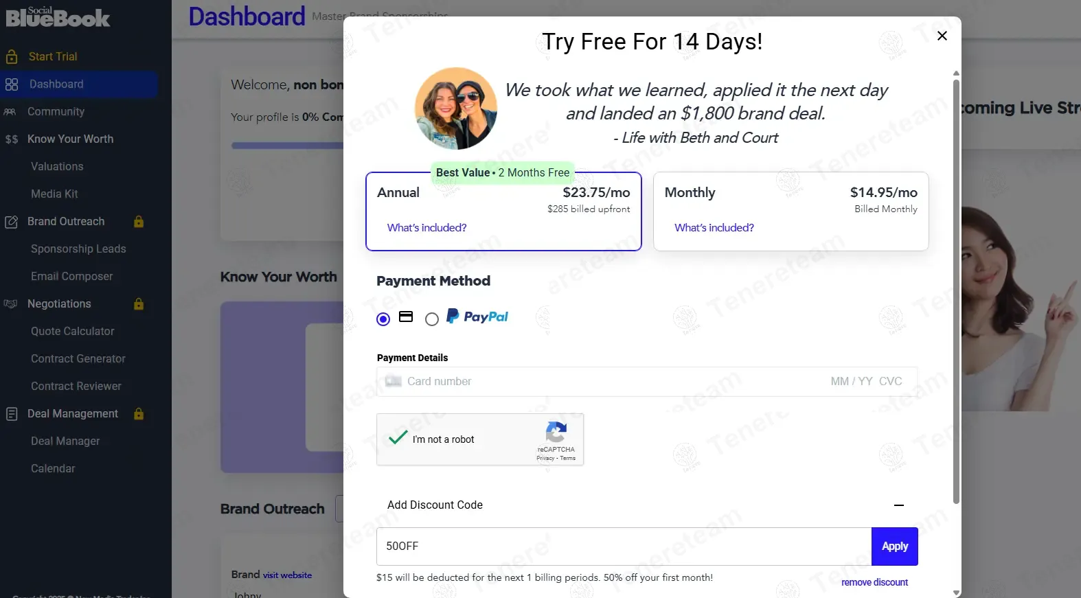 Social Bluebook apply coupon code
