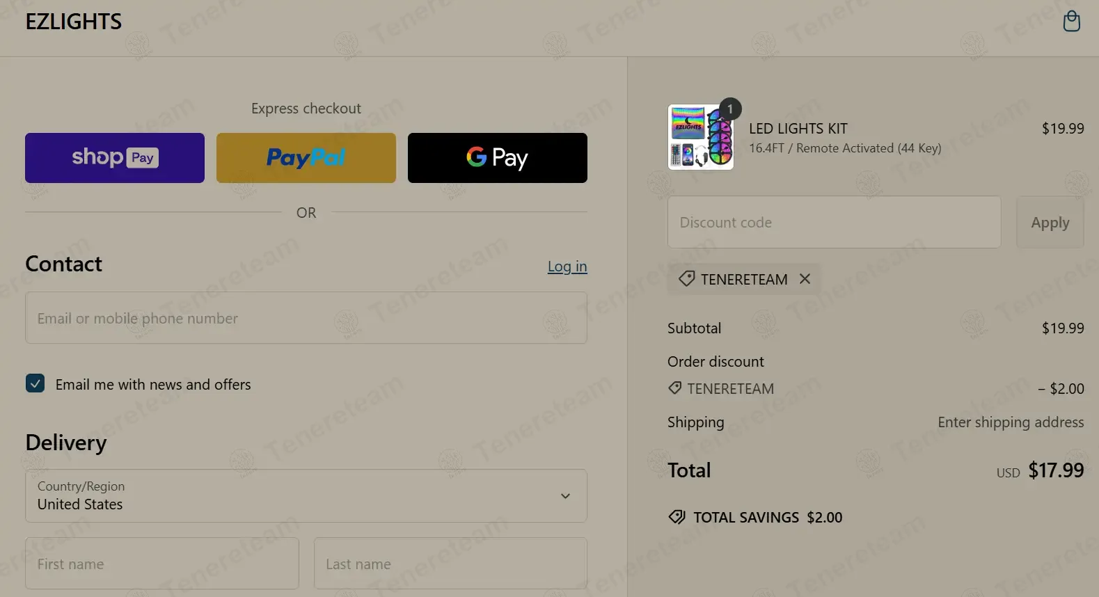 Ezlights apply coupon code
