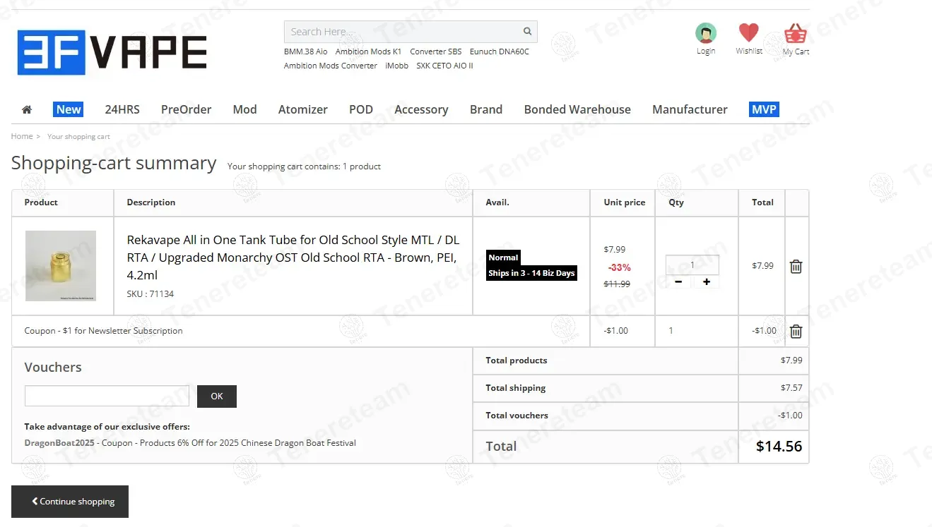 3FVape coupon code: $1 off with 3FVAPENEWSLETTER. Tested and valid as 1 year ago.