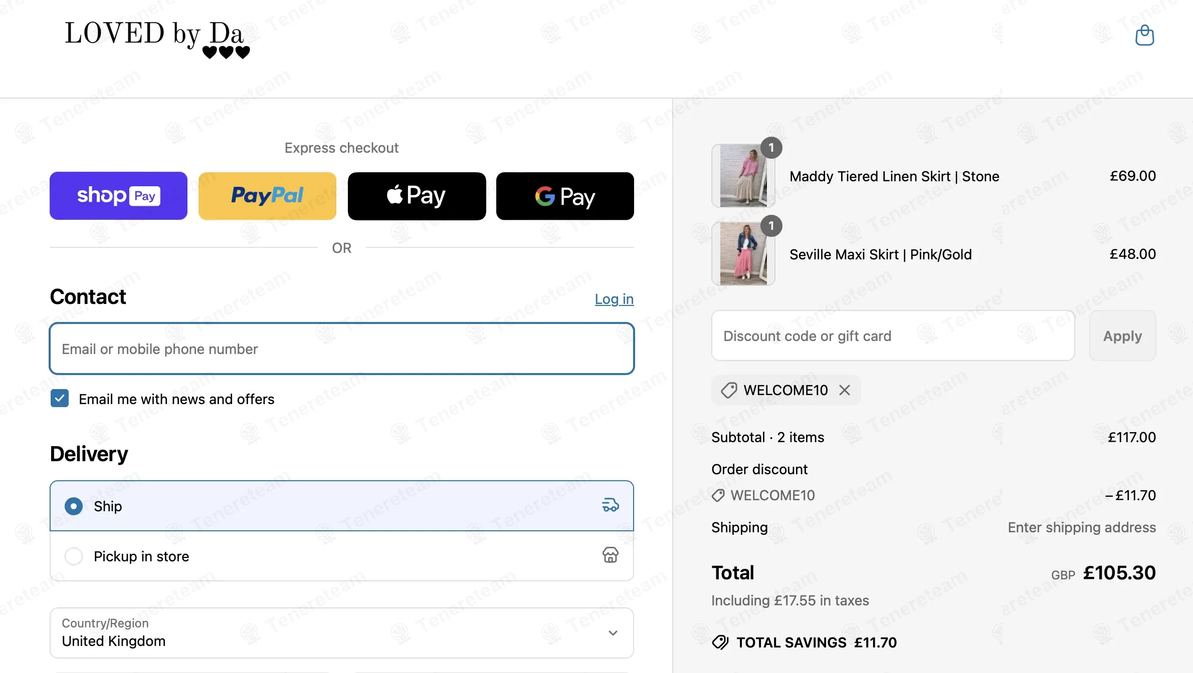 LOVED by Da coupon code: 10% off with WELCOME10. Tested and valid as 1 year ago.