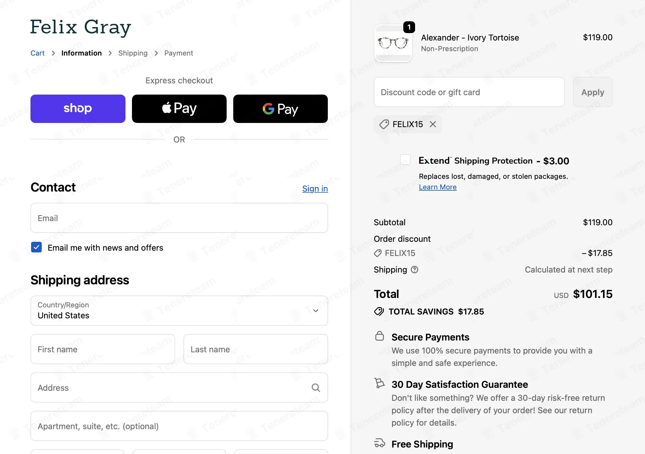 Felix Gray coupon code: 15% off with FELIX15. Tested and valid as 2 weeks ago.