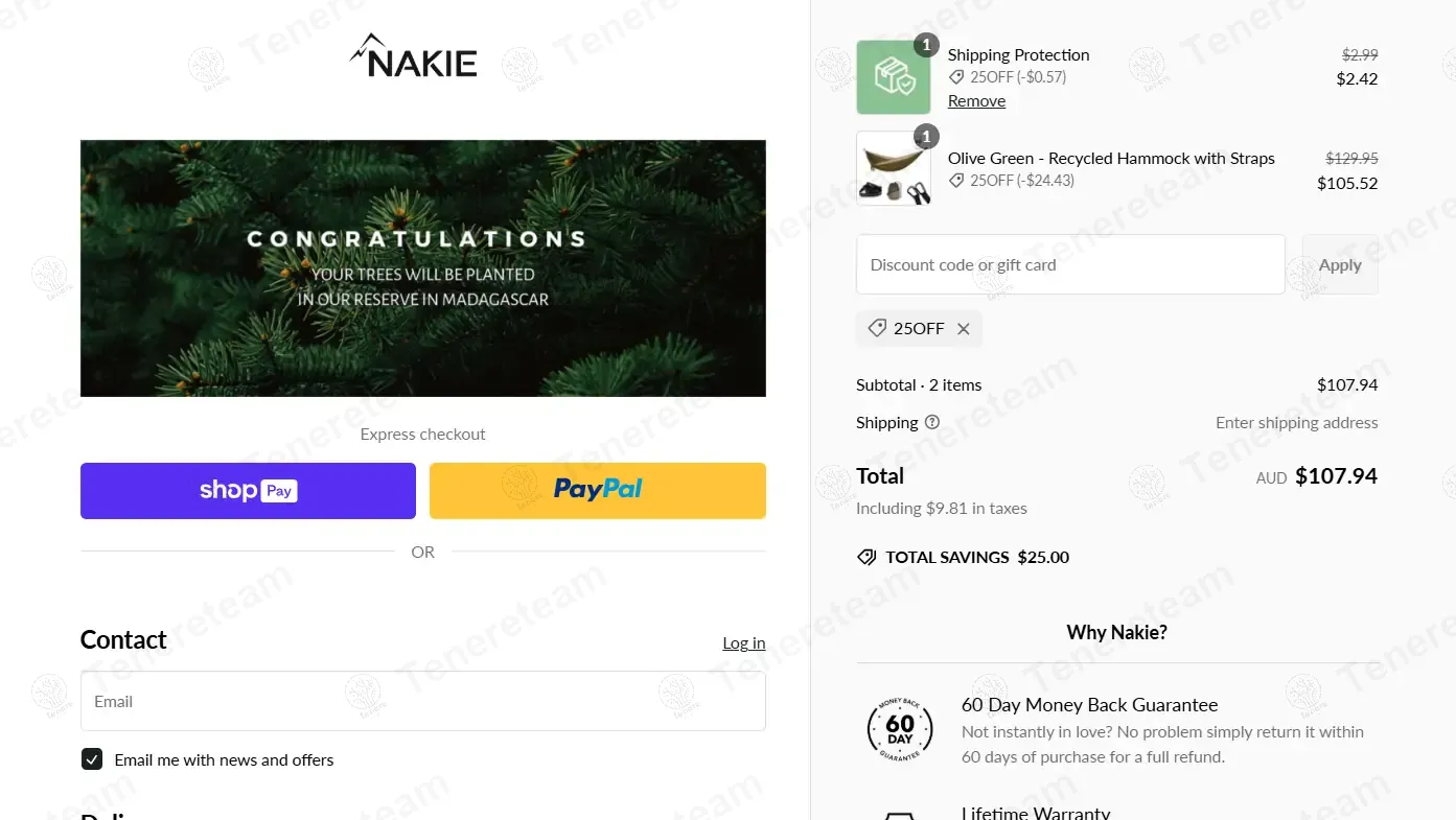 Nakie coupon code: $25 off with 25OFF. Tested and valid as 1 year ago.