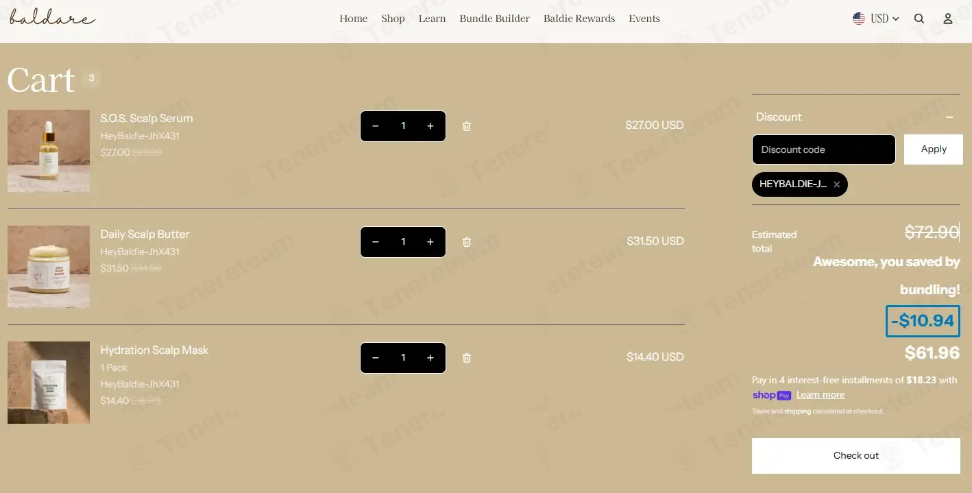 Baldares Calp Care coupon code: 10% off with HeyBaldie-JhX431. Tested and valid as 2 weeks ago.