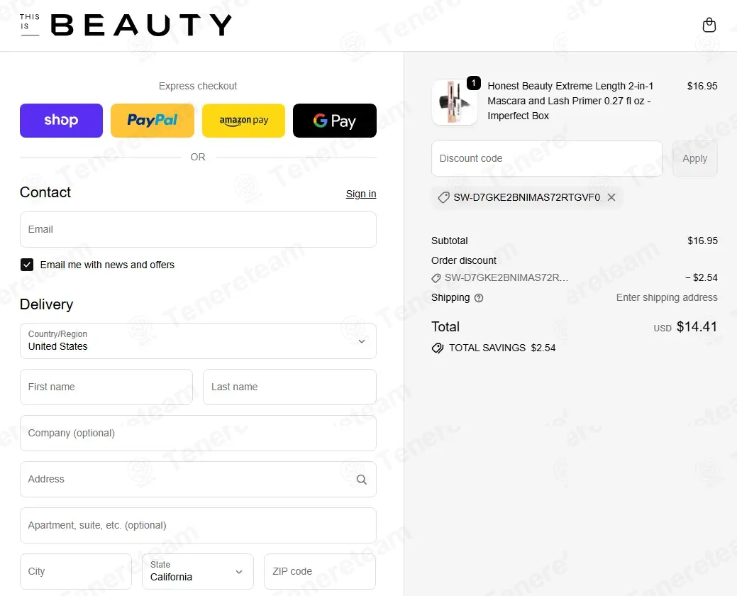This is Beauty coupon code: 15% off with SW-D7GKE2BNIMAS72RTGVF0. Tested and valid as 1 month ago.