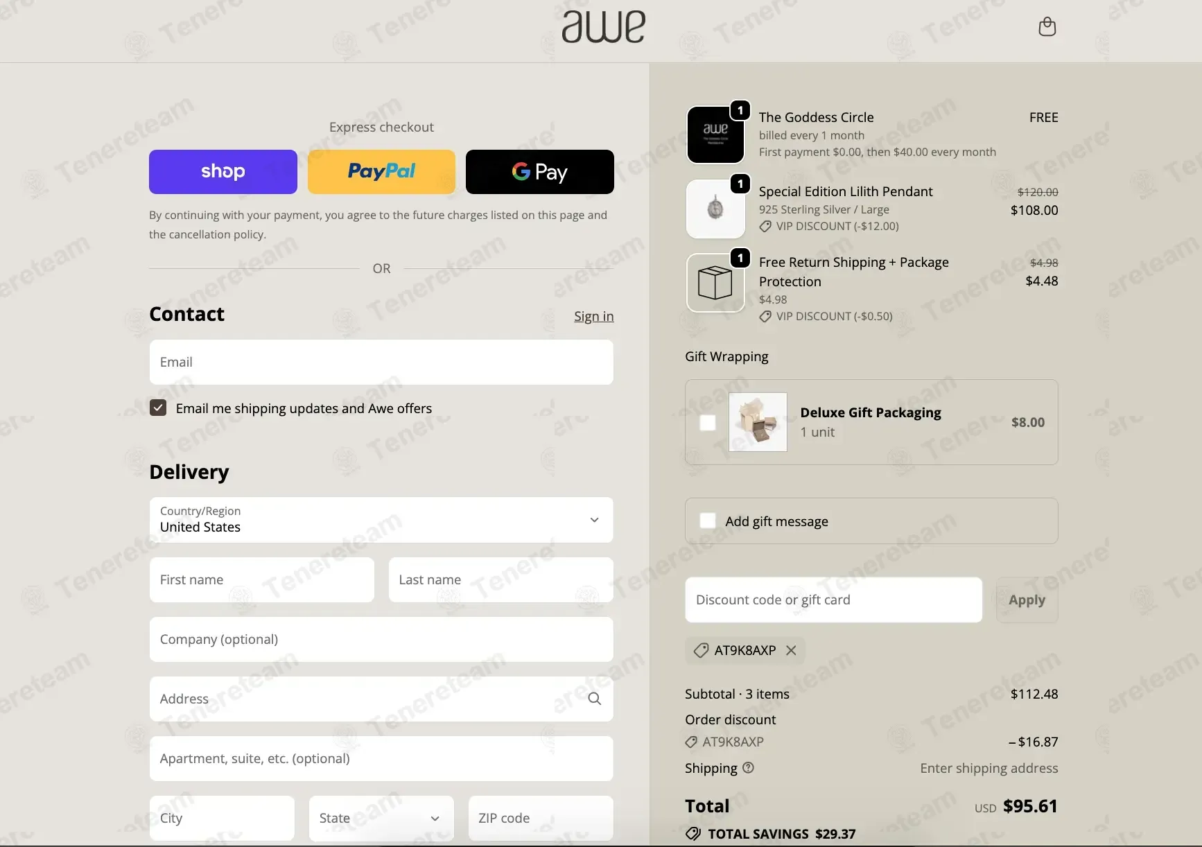 Awe Inspired coupon code: 15% off with AT9K8AXP. Tested and valid as 1 month ago.