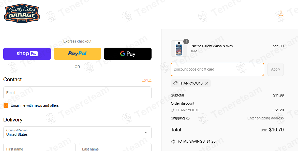 Surf City Garage coupon code: 10% off with THANKYOU10. Tested and valid as 1 year ago.