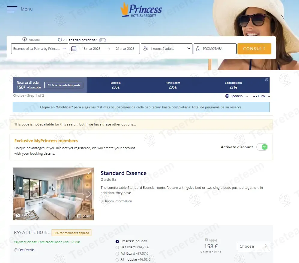 Princess Hotels And Resorts coupon code: 5% off with PROMOTABA. Tested and valid as 1 year ago.