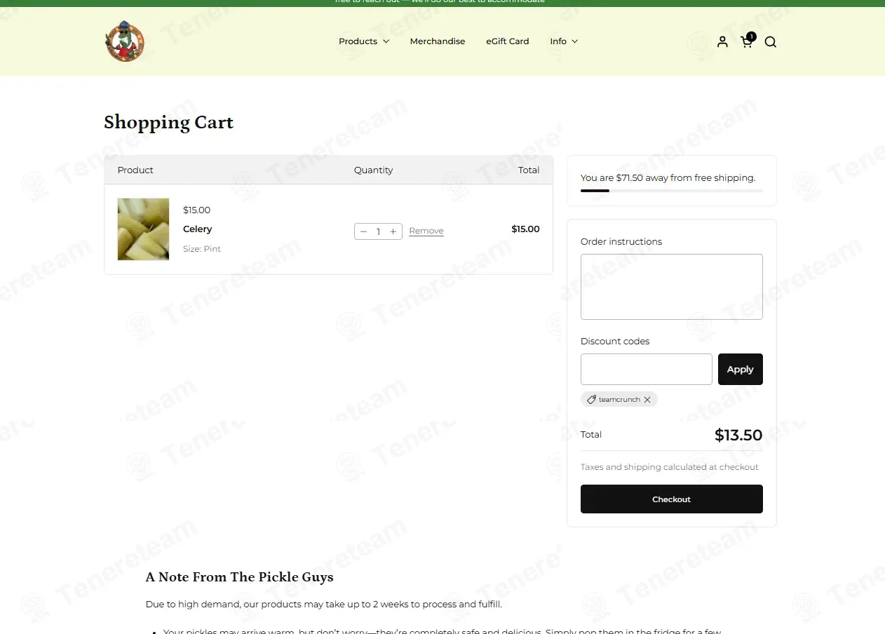 The Pickle Guys coupon code: 10% off with teamcrunch. Tested and valid as 5 months ago.