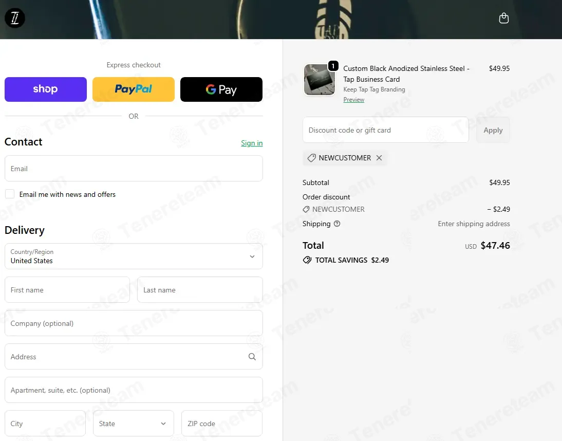 TapTag coupon code re-checked and confirmed working at checkout