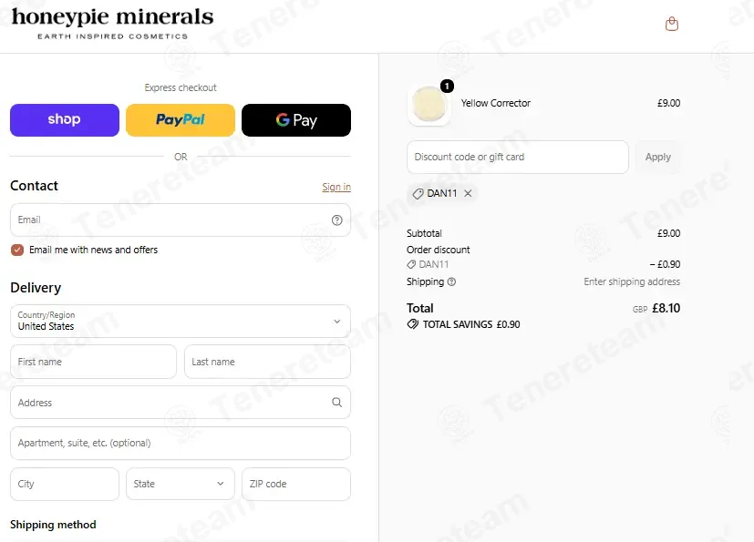 Honeypie Minerals apply coupon code