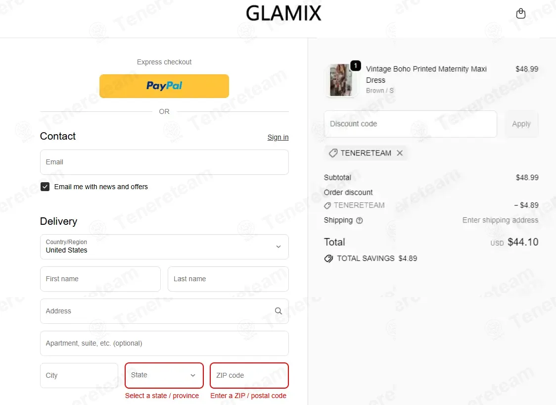 Glamix Maternity coupon code: 10% off with TENERETEAM. Tested and valid as 1 month ago.