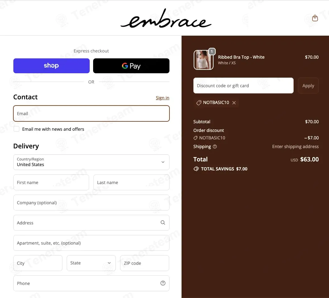 We Are Embrace coupon code: 10% off with NOTBASIC10. Tested and valid as 1 month ago.