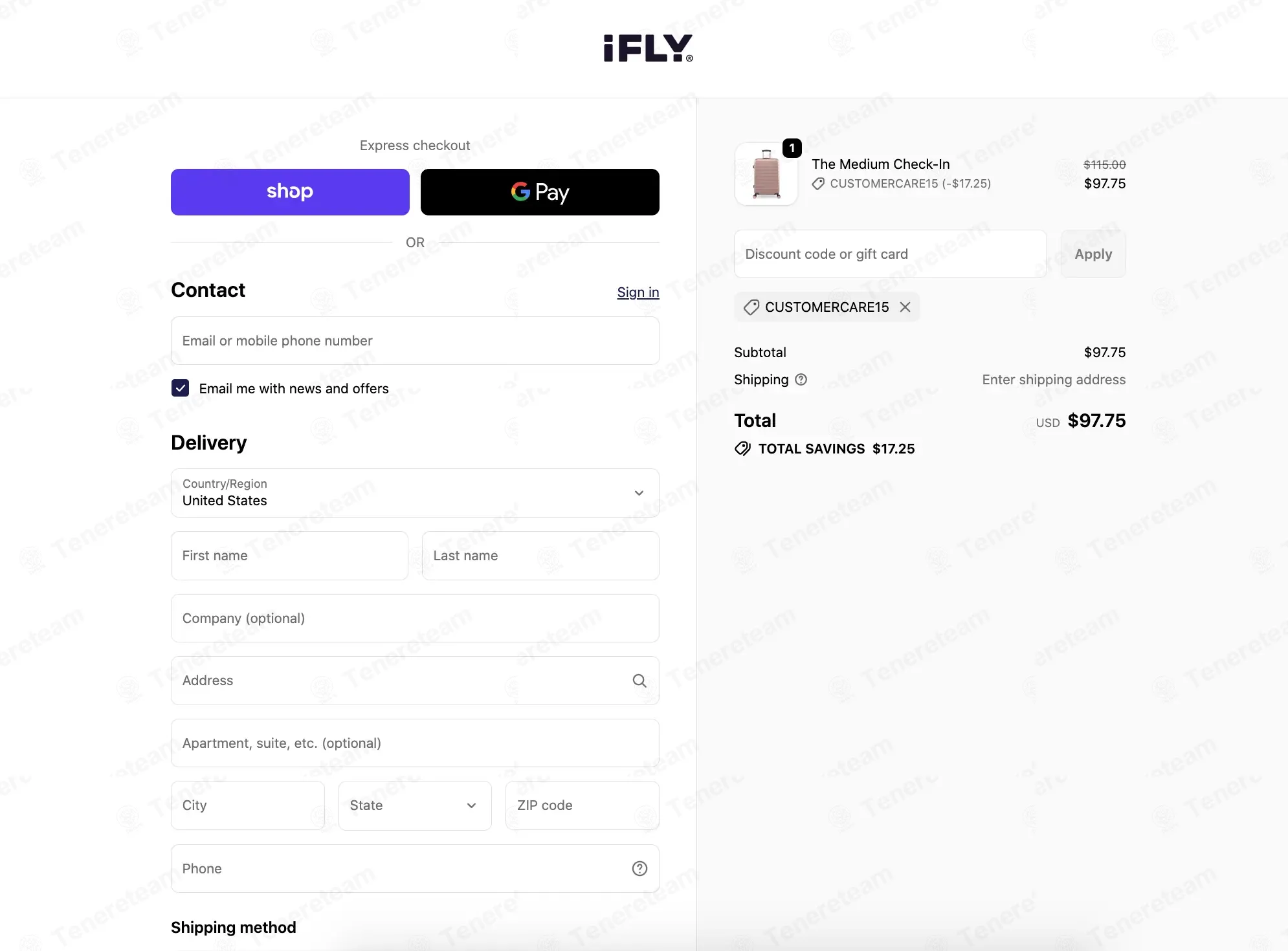 IFly Luggage coupon code: 15% off with CUSTOMERCARE15. Tested and valid as 2 weeks ago.