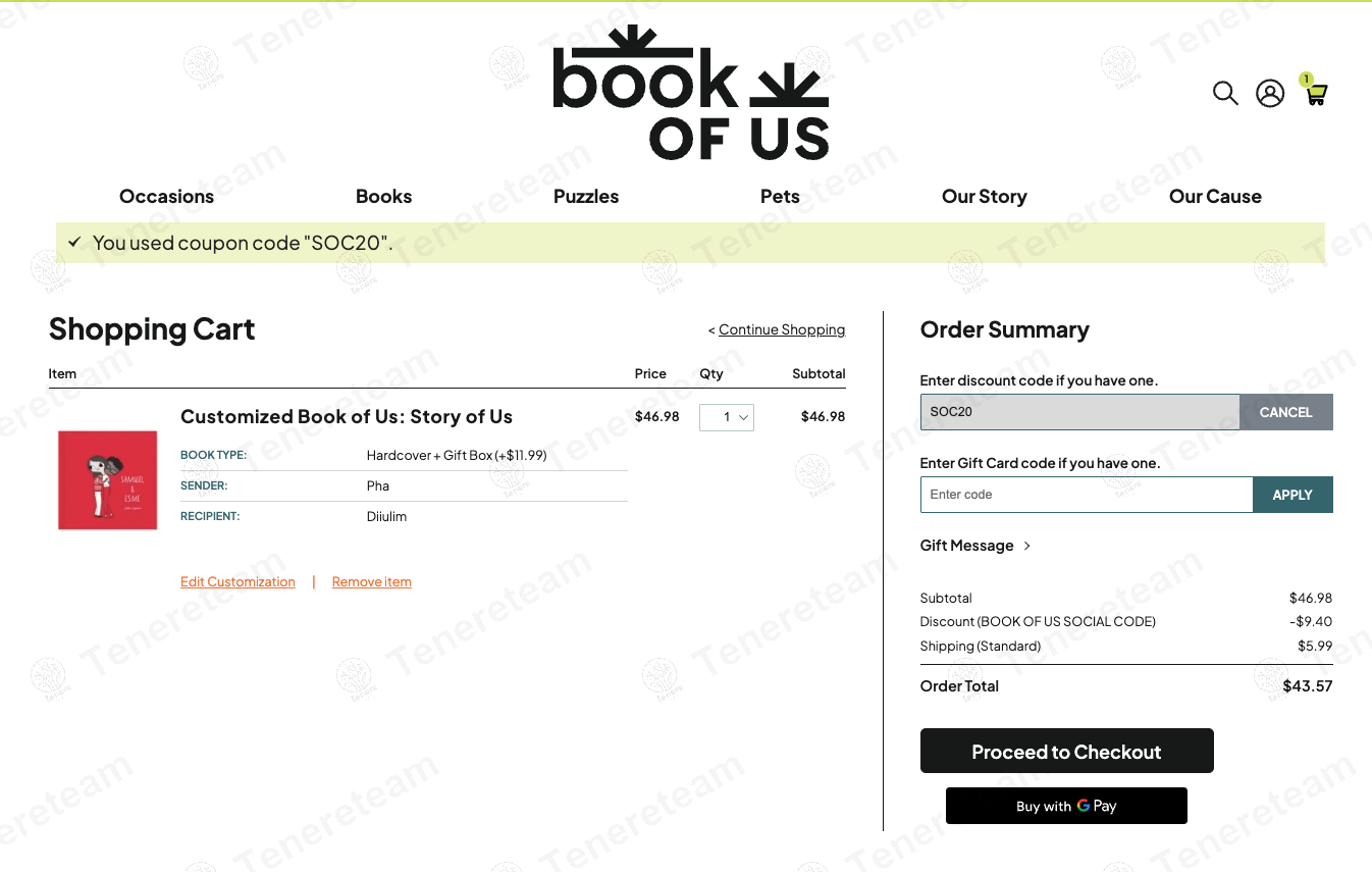 Book Of Us coupon code: 20% off with SOC20. Tested and valid as 6 months ago.