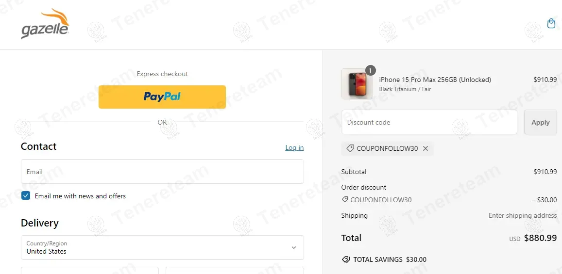 Gazelle Buy coupon code: $30 off with COUPONFOLLOW30. Tested and valid as 1 year ago.