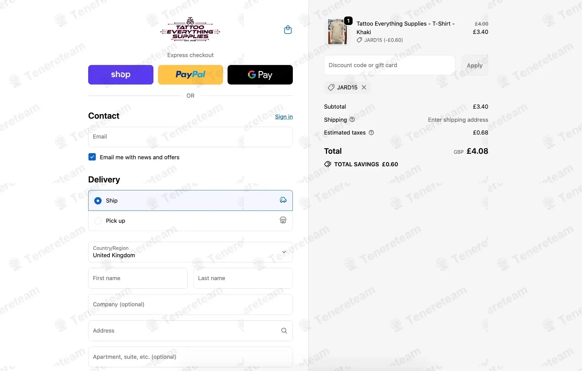 Tattoo Everything Supplies coupon code: 15% off with JARD15. Tested and valid as 3 months ago.