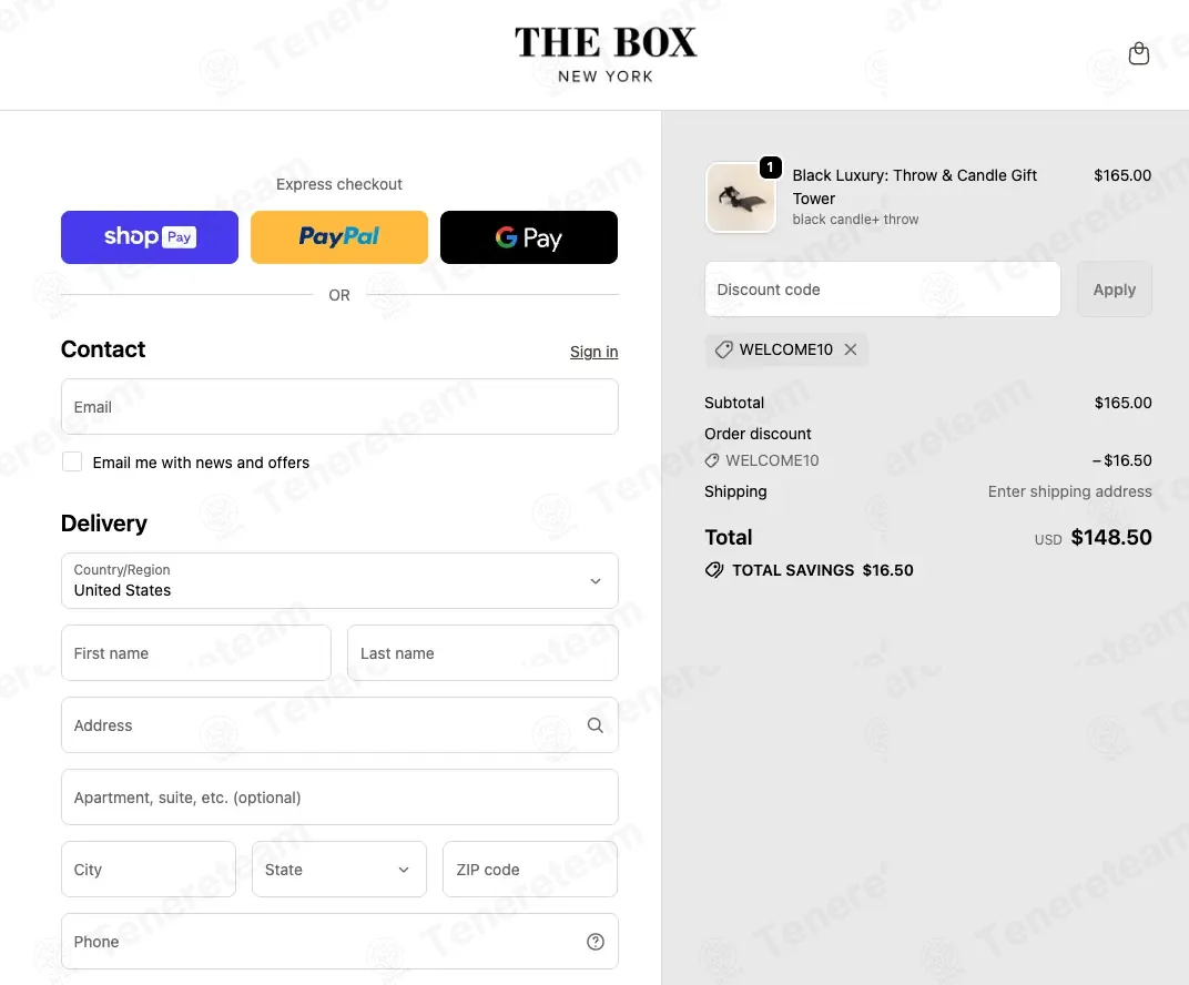 The Box NY coupon code: 10% off with WELCOME10. Tested and valid as 4 weeks ago.