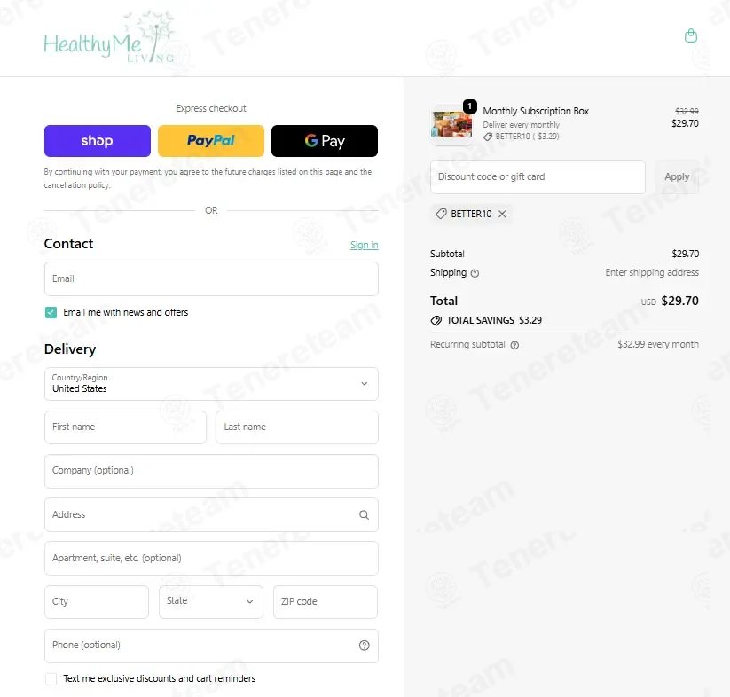 Healthy Me Living coupon code: 10% off with BETTER10. Tested and valid as 1 month ago.