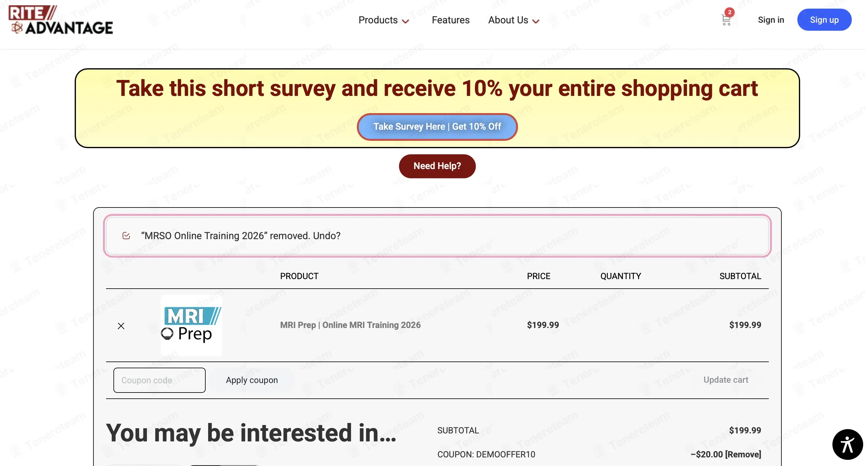 Rite Advantage coupon code: 10% off with demooffer10. Tested and valid as 1 month ago.