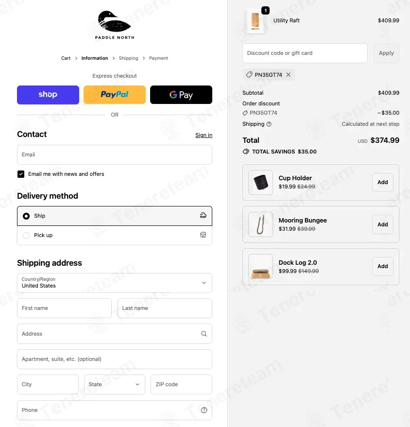Paddle North coupon code: 8% off with PN35GT74. Tested and valid as 7 months ago.