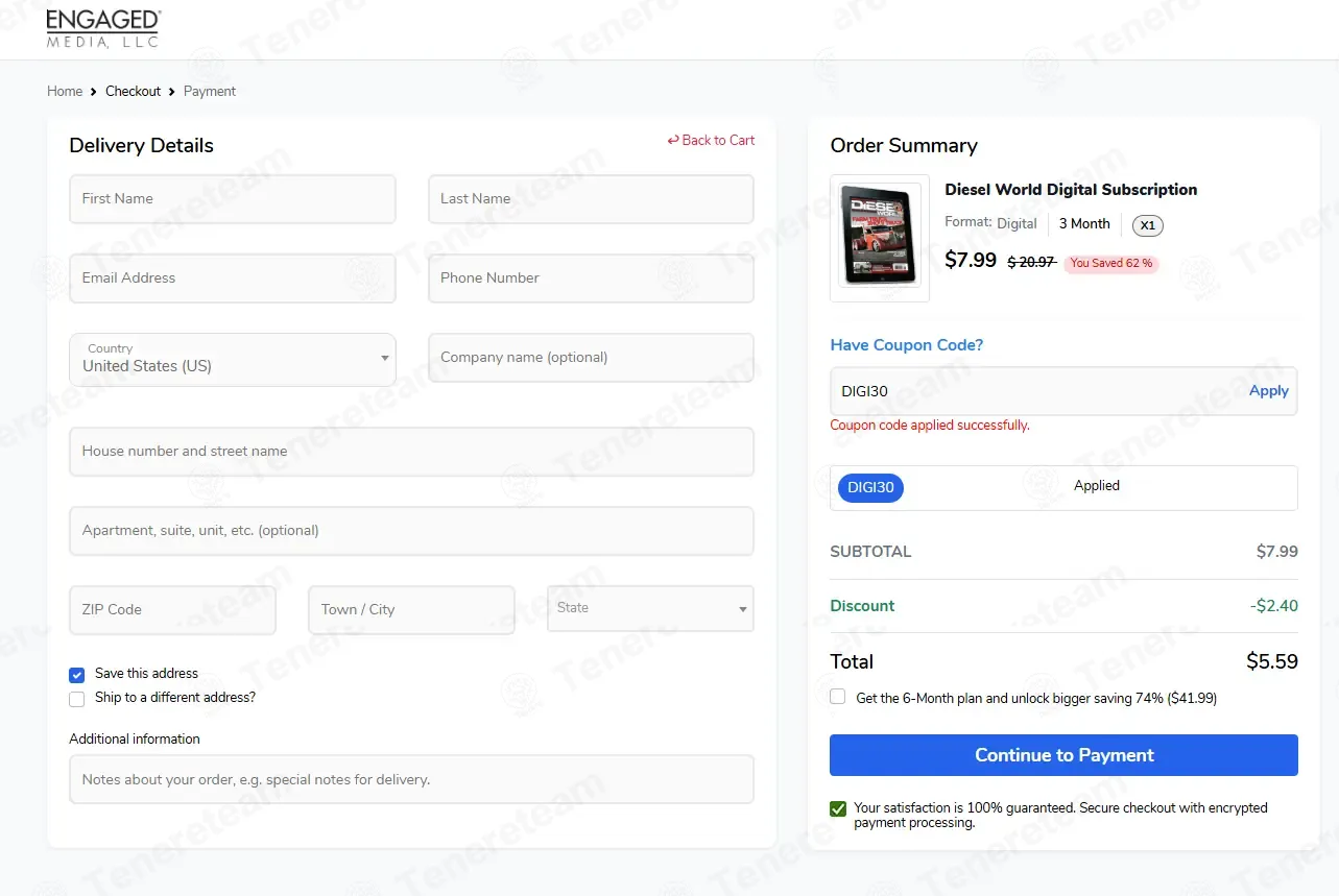Engaged Media apply coupon code