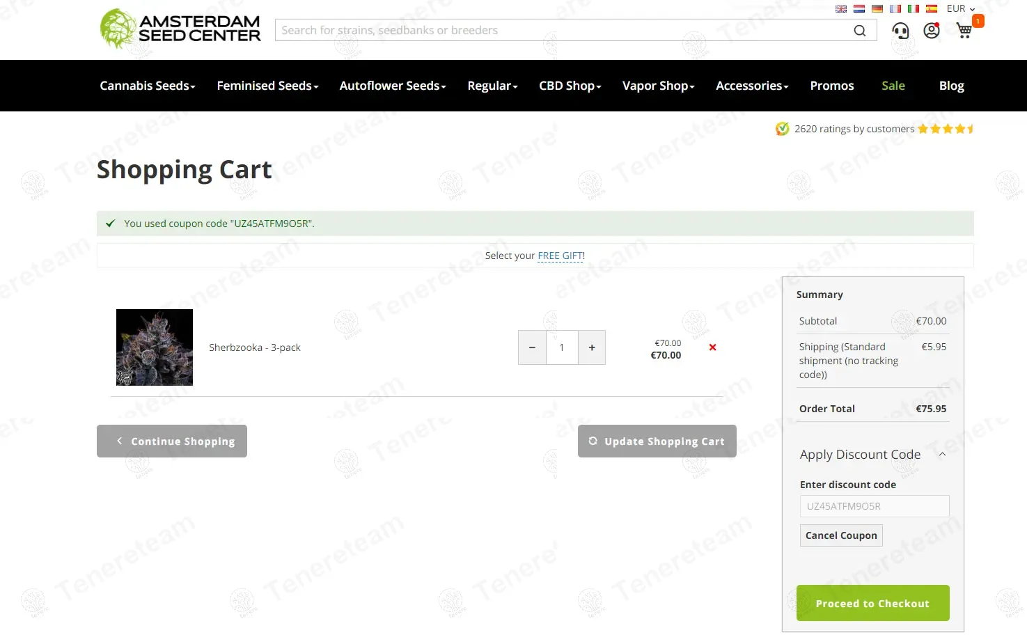 Amsterdam Seed Center coupon code: 10% off with UZ45ATFM9O5R. Tested and valid as 6 months ago.