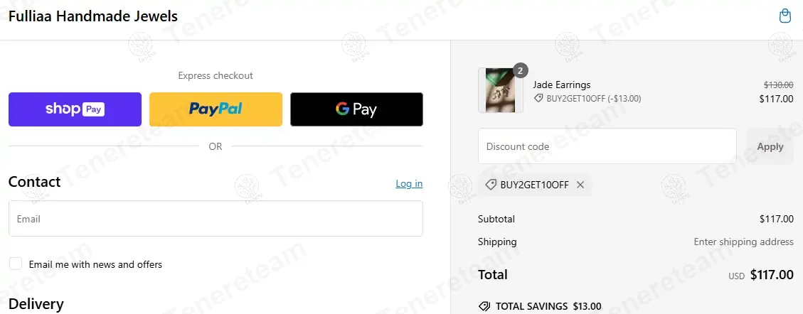 Fulliaa Handmade Jewels coupon code: 10% off with BUY2GET10OFF. Tested and valid as 1 year ago.