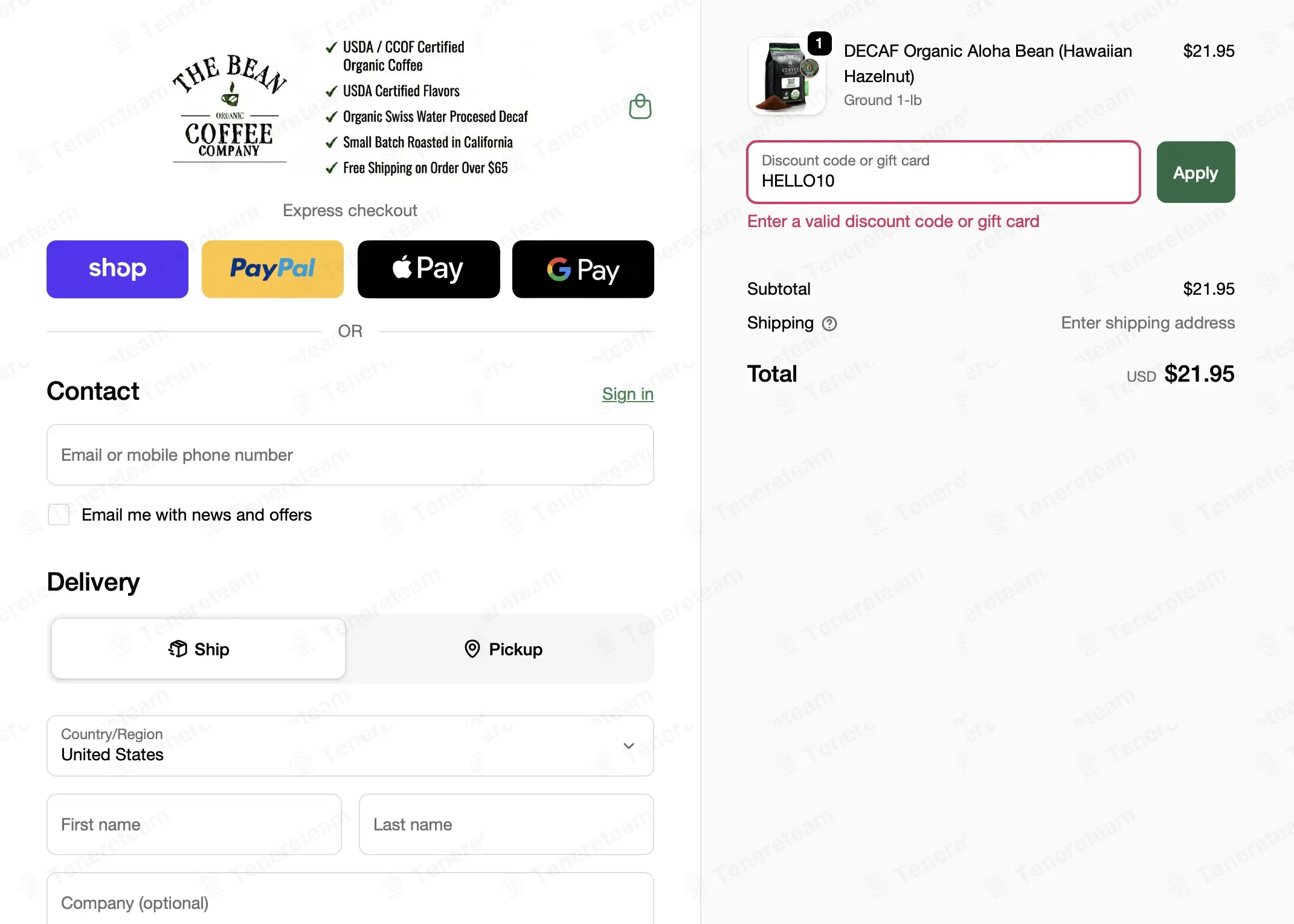 The Bean Coffee Company coupon code: 10% off with HELLO10. Tested and valid as 3 months ago.