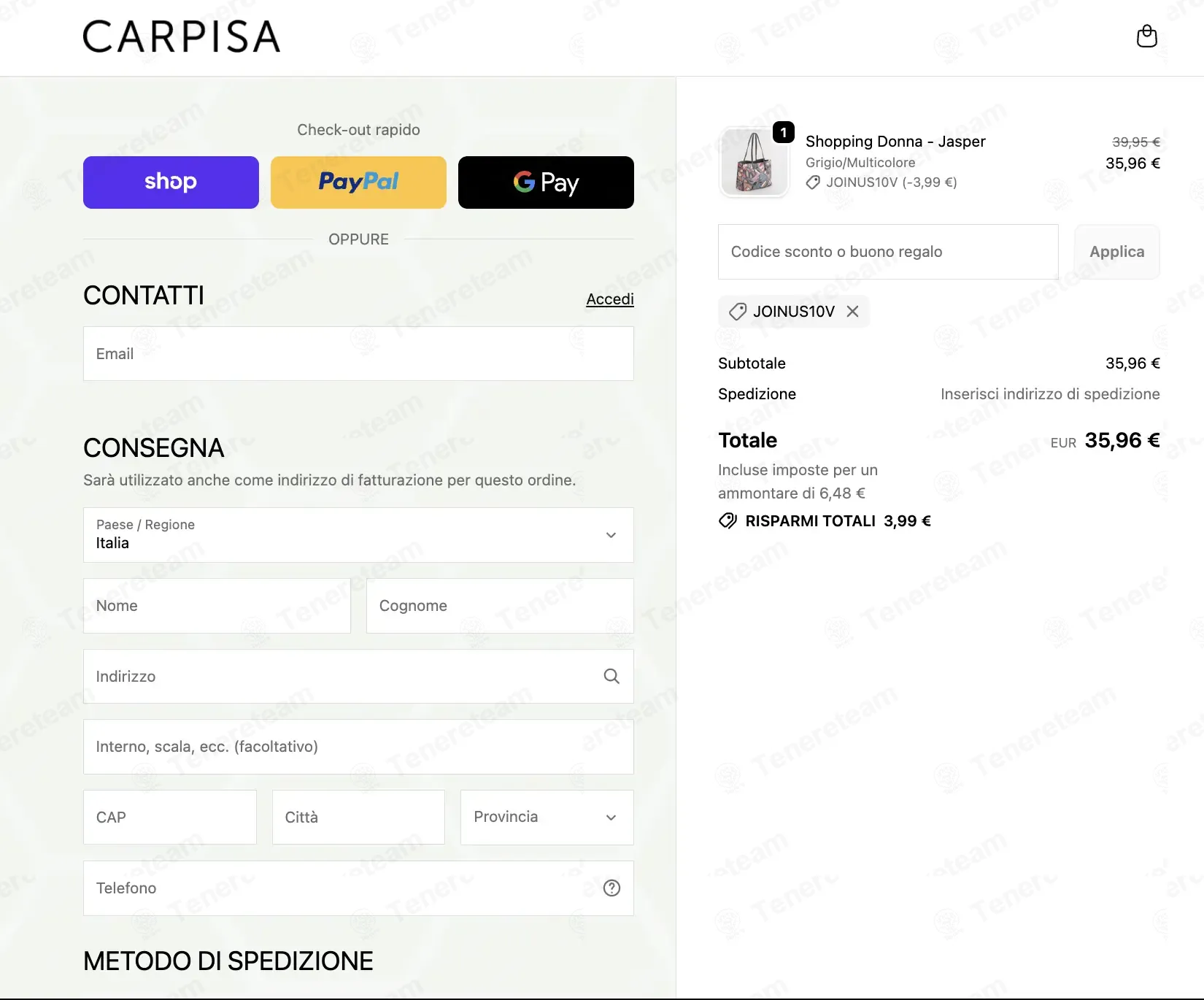 Carpisa coupon code: 10% off with JOINUS10V. Tested and valid as 6 months ago.