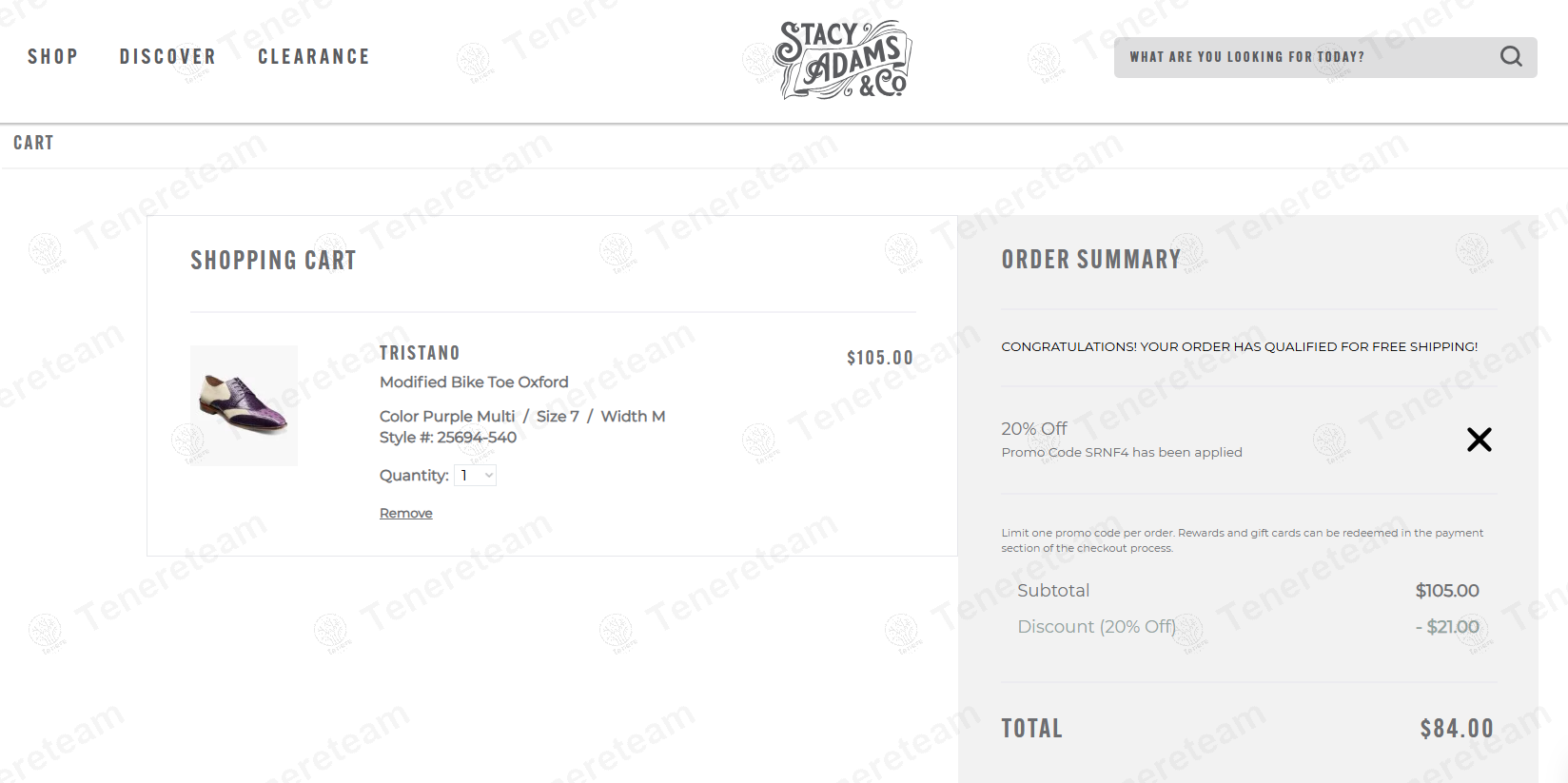 Stacy Adams coupon code: 20% off with SRNF4. Tested and valid as 1 year ago.