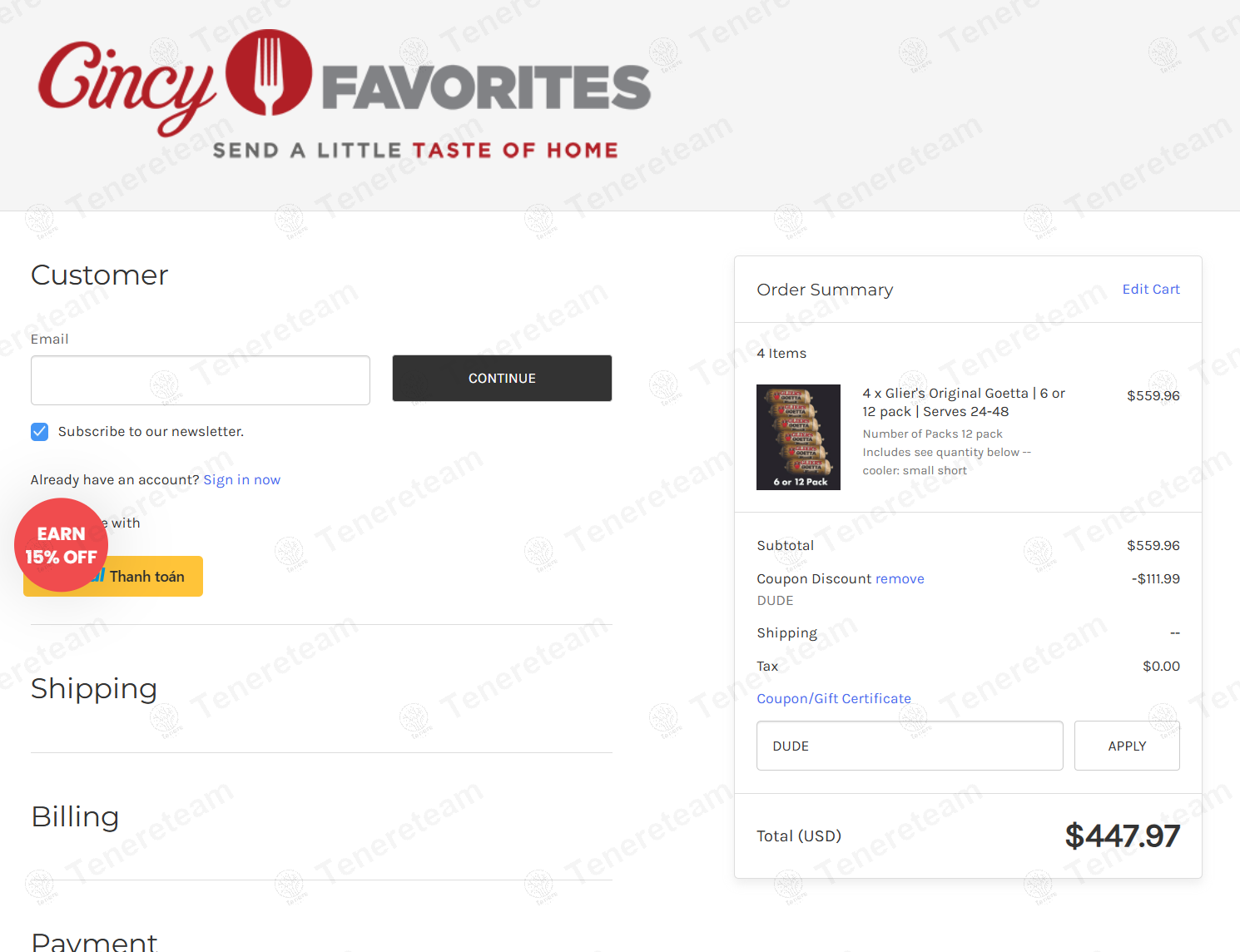 Cincy Favorites coupon code: 20% off with DUDE. Tested and valid as 7 months ago.