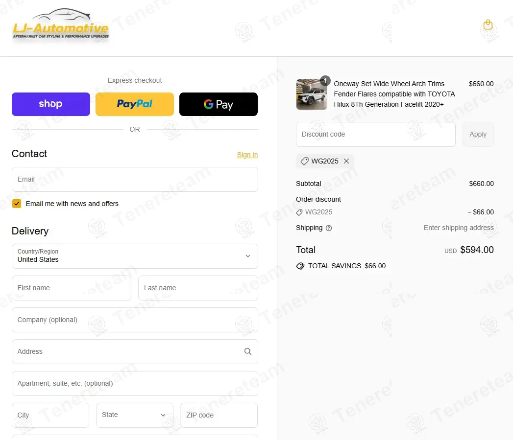 LJ Automotive coupon code: 10% off with WG2025. Tested and valid as 11 months ago.