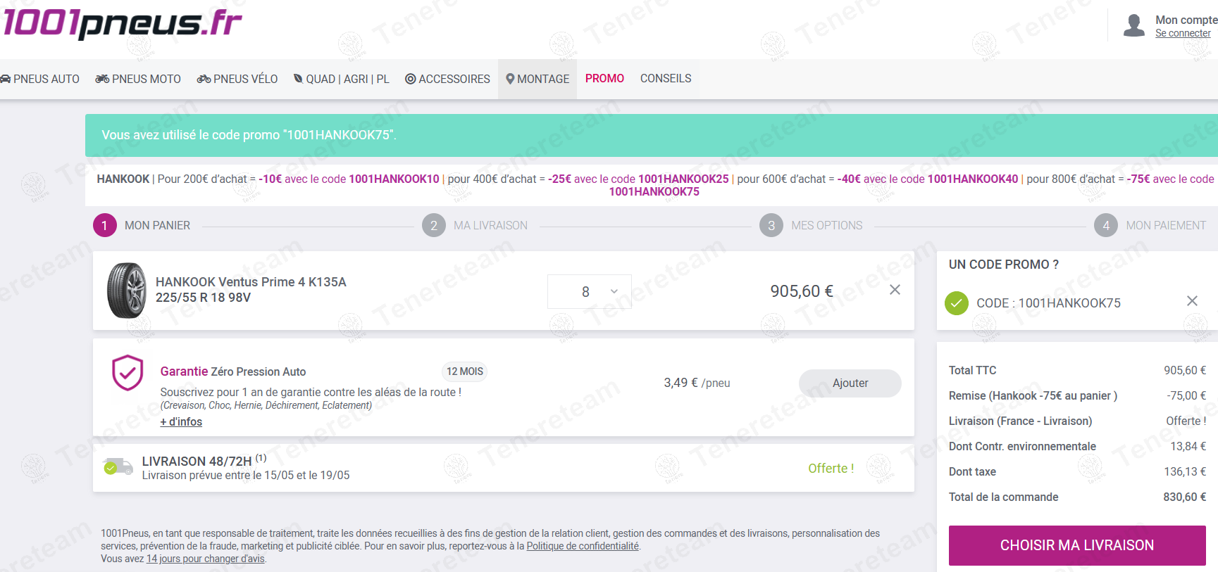 1001pneus FR coupon code: €75 off with 1001HANKOOK75. Tested and valid as 1 year ago.