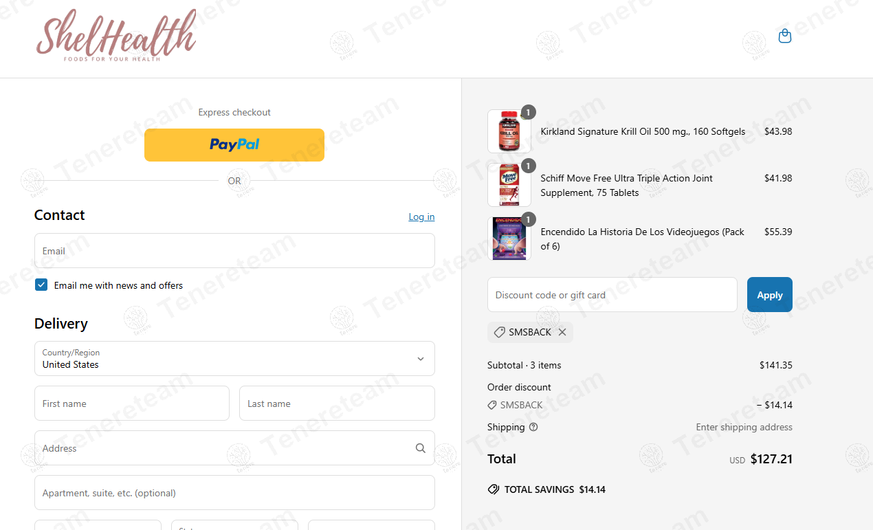 Shelhealth coupon code: 10% off with SMSBACK. Tested and valid as 1 year ago.