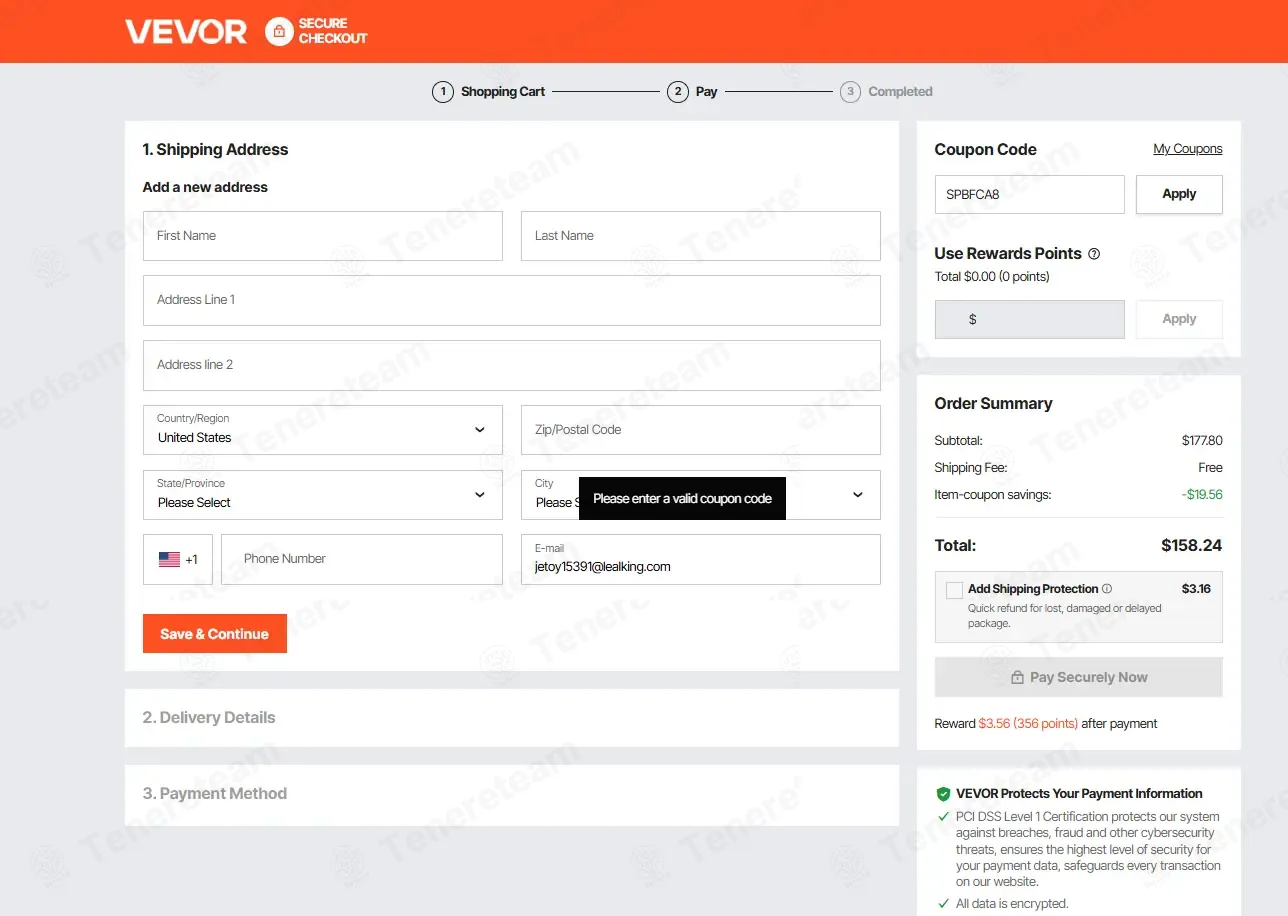 Vevor coupon code: 8% off with SPBFCA8. Tested and valid as 3 months ago.