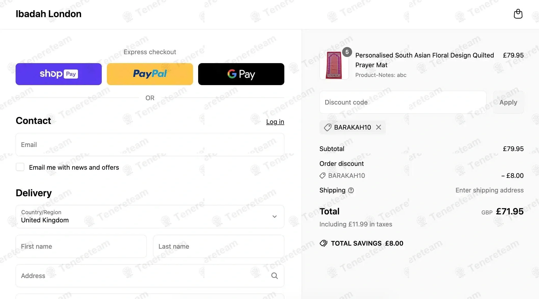 Ibadah London coupon code: 10% off with BARAKAH10. Tested and valid as 10 months ago.