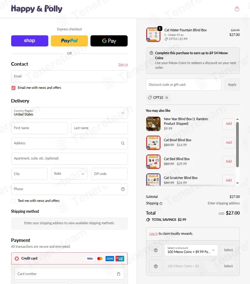 Happy And Polly coupon code: 10% off with CPT10. Tested and valid as 3 weeks ago.