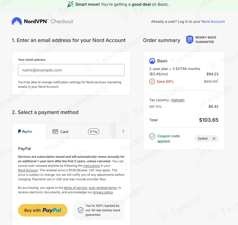 NordVPN coupon code: 73% off with 2ydeal. Tested and valid as 2 weeks ago.